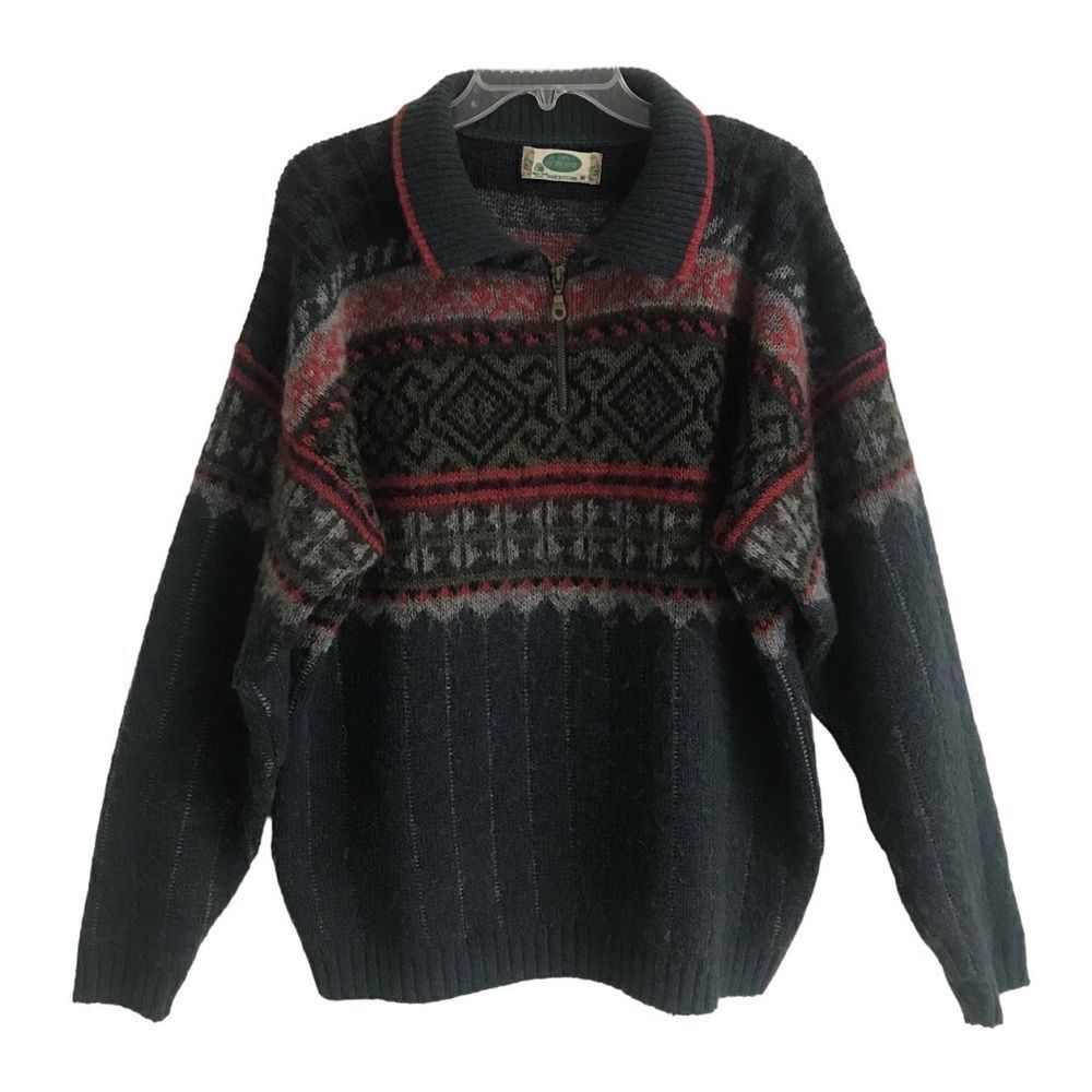 Vintage ICEWEAR Nordic 1/4 zip Made in Iceland new wool collared sweater M